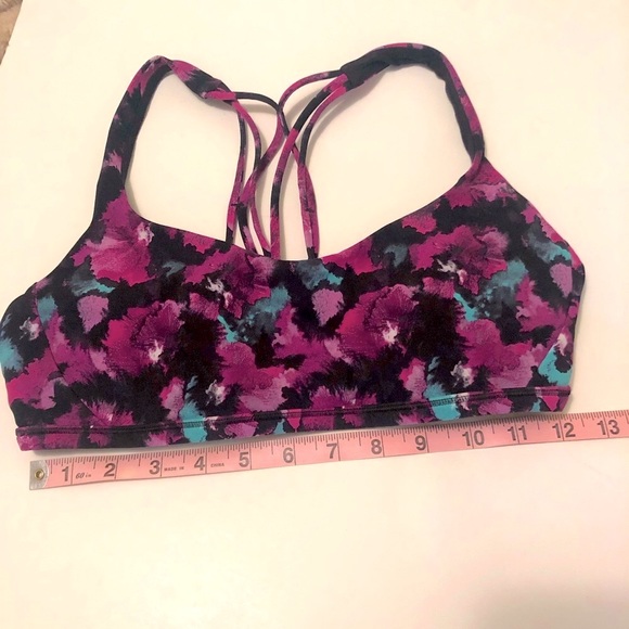 Lululemon 8 Free To Be Zen Bra Strappy Web Back Straps Multi Color Floral Purple - Picture 3 of 15
